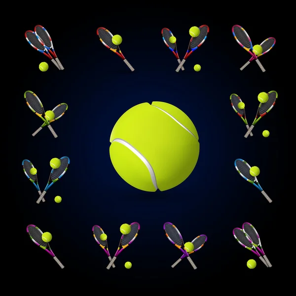 Vektor tenisz szimbólumok design elemek, labda, tenisz r — Stock Vector