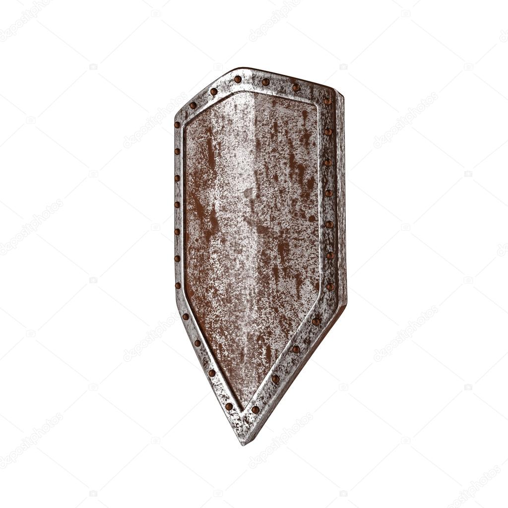 Old shield isolated on the white background.