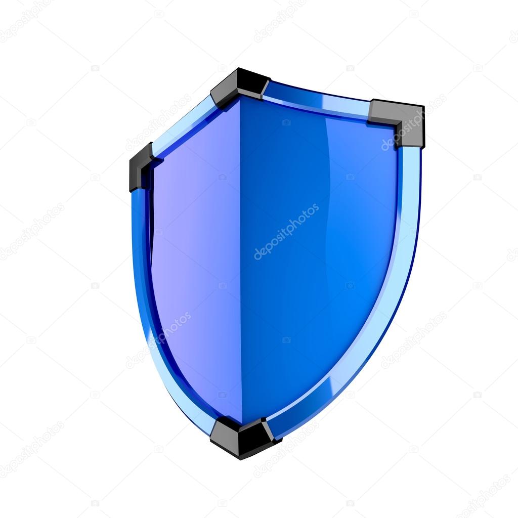 Blue shield isolated on the white background