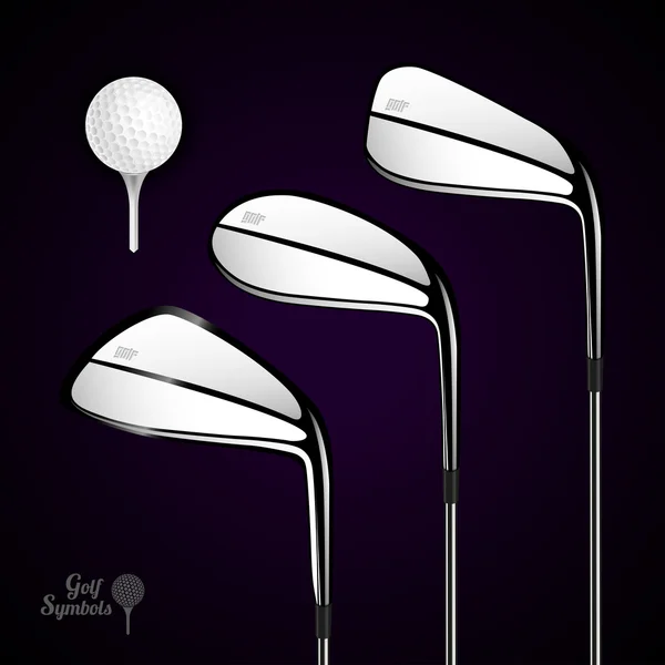 Piłeczki do golfa i golfa trzymać na ciemnym tle — Wektor stockowy