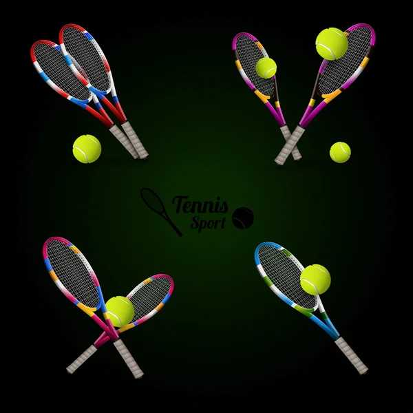 Vektorové tenis symboly jako prvky návrhu, tenisové míče, tenisové r — Stockový vektor