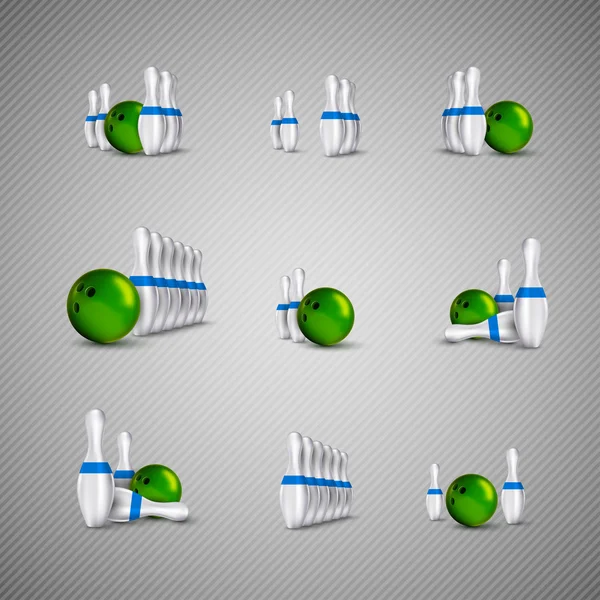 Esquisses et bols de bowling comme éléments de conception vectoriels . — Image vectorielle