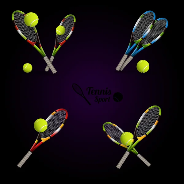 Vector de símbolos de tenis como elementos de diseño, pelotas de tenis, tenis r — Vector de stock