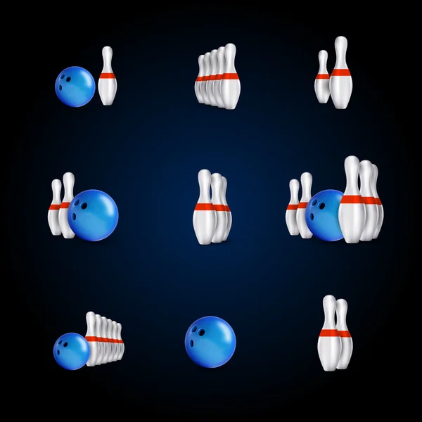 Bowling skittles ve tasarım öğeleri vektör gibi kase. — Stok Vektör