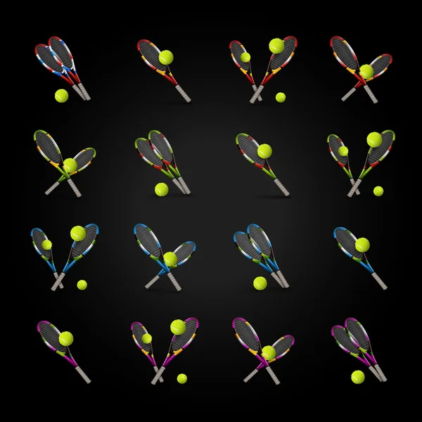 Vektor-Tennis-Symbole als Gestaltungselemente, Tennisbälle, Tennis r — Stockvektor