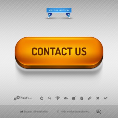 Web tasarımı veya uygulaması için turuncu düğme. Vektör tasarım öğeleri.