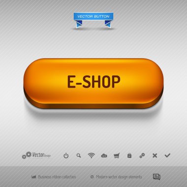 Web tasarımı veya uygulaması için turuncu düğme. Vektör tasarım öğeleri.
