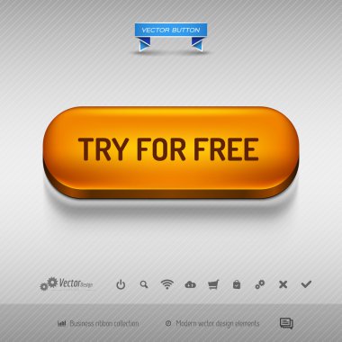 Web tasarımı veya uygulaması için turuncu düğme. Vektör tasarım öğeleri.