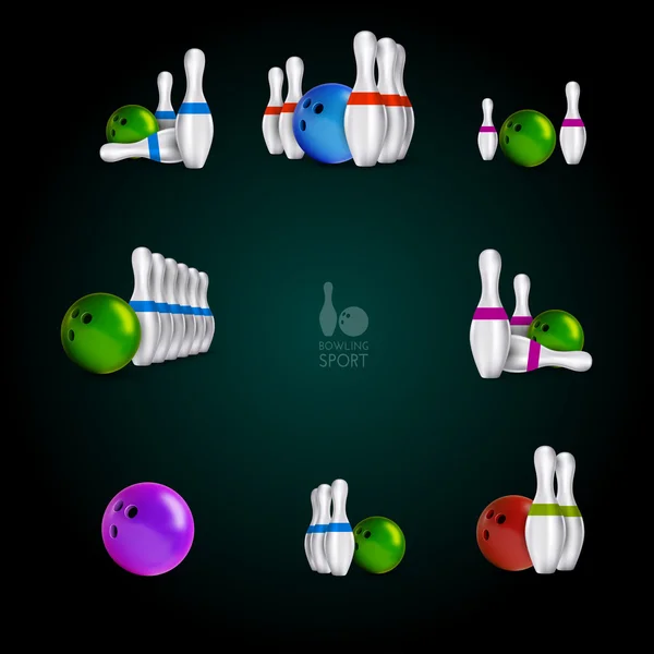 Teke Bowling és tálak, vector design elemek. — Stock Vector