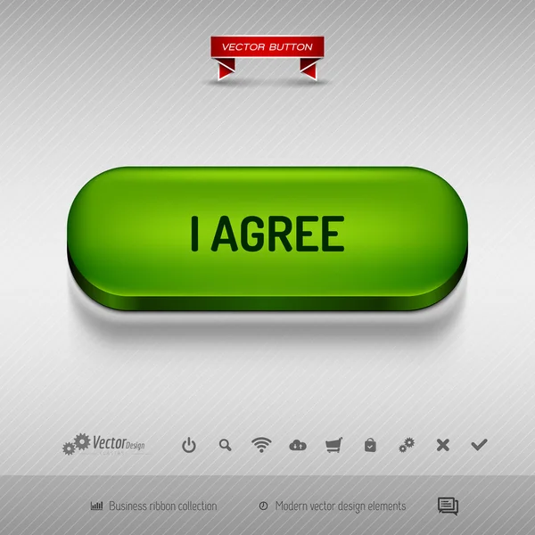 Botón verde para diseño web o aplicación. Elementos de diseño vectorial . — Vector de stock