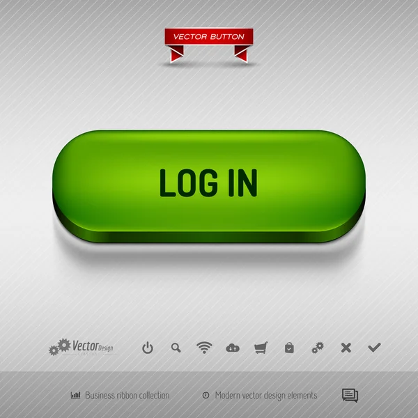 ウェブデザインまたはアプリの緑色ボタンベクトルデザイン要素. — ストックベクタ