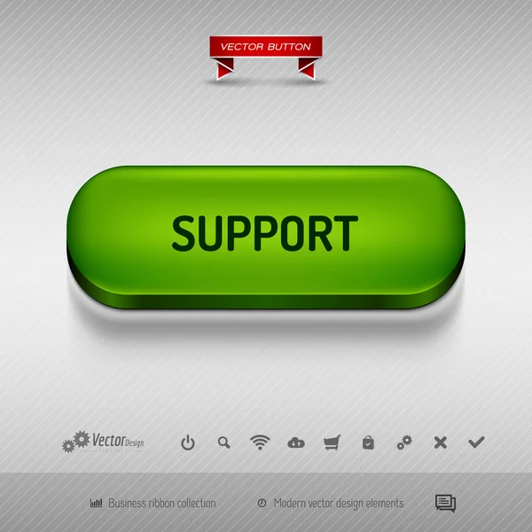 Pulsante verde per webdesign o app. Elementi di design vettoriale . — Vettoriale Stock
