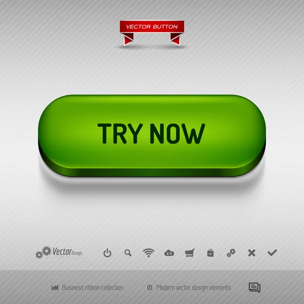 Pulsante verde per webdesign o app. Elementi di design vettoriale . — Vettoriale Stock
