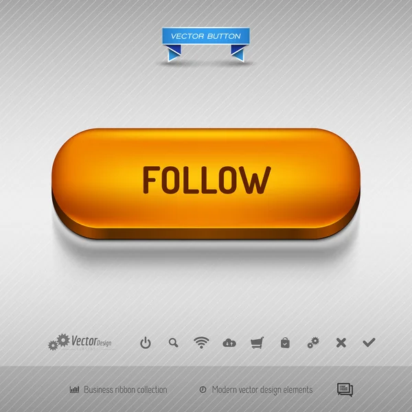 Pulsante arancione per webdesign o app. Elementi di design vettoriale . — Vettoriale Stock