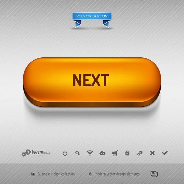 Pulsante arancione per webdesign o app. Elementi di design vettoriale . — Vettoriale Stock