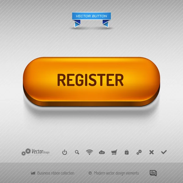 Botão laranja para webdesign ou aplicativo. Elementos de projeto vetorial . — Vetor de Stock