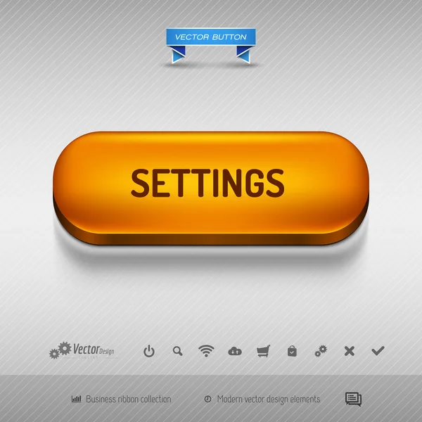 Botón naranja para diseño web o aplicación. Elementos de diseño vectorial . — Vector de stock
