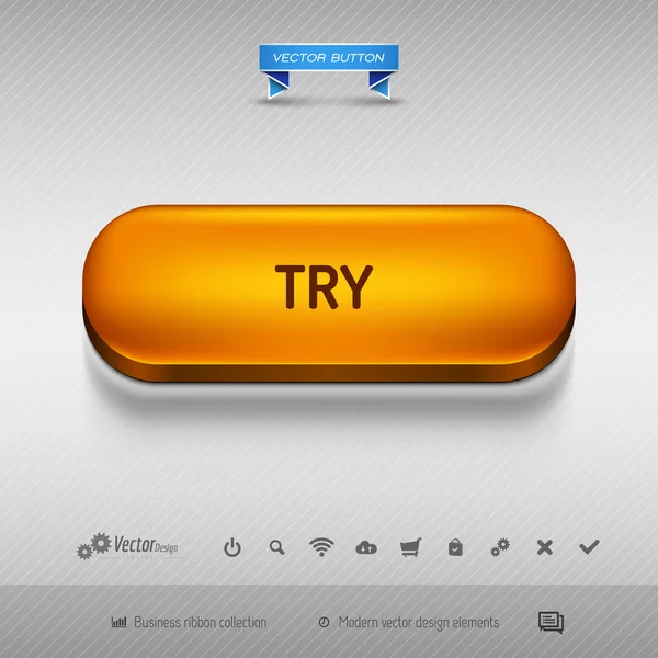 Web tasarımı veya uygulaması için turuncu düğme. Vektör tasarım öğeleri. — Stok Vektör