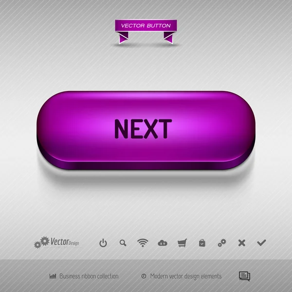Botón púrpura para diseño web o aplicación. Elementos de diseño vectorial . — Archivo Imágenes Vectoriales