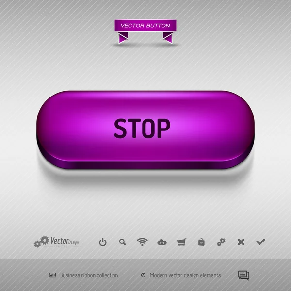 Pulsante viola per webdesign o app. Elementi di design vettoriale . — Vettoriale Stock