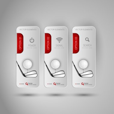 Gerçekçi golf nesneleri tasarım olarak gri iş afişler