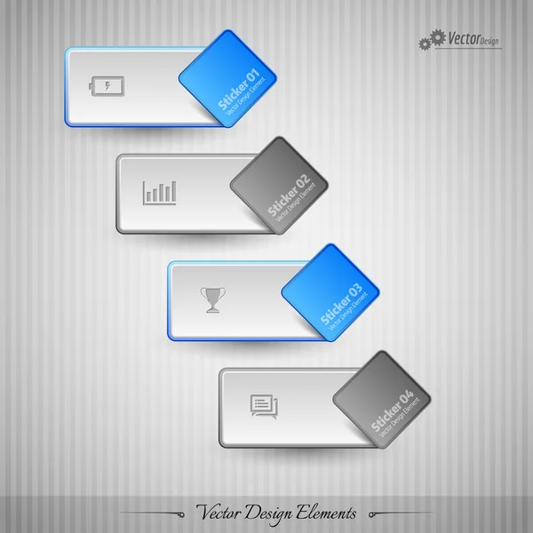 Pegatinas de negocios sobre fondo gris para webs de infografías — Vector de stock