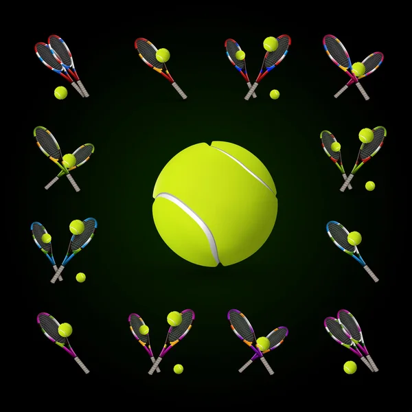 Vector tennis symboler som designelement, tennisbollar, tennis r — Stock vektor