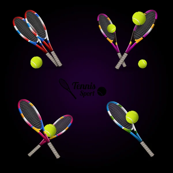 Vector tennis symbols as design elements, tennis balls, tennis r — Stock Vector