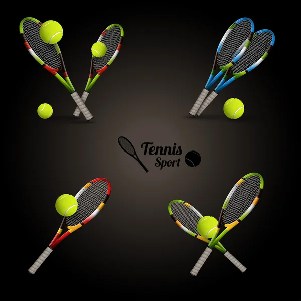 Vector de símbolos de tenis como elementos de diseño, pelotas de tenis, tenis r — Vector de stock