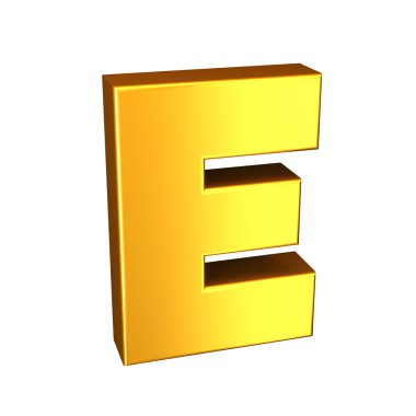 Altın harf. Yüksek kaliteli 3d render. Beyaz izole.