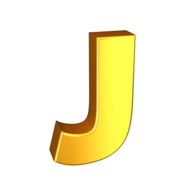 Altın harf. Yüksek kaliteli 3d render. Beyaz izole.