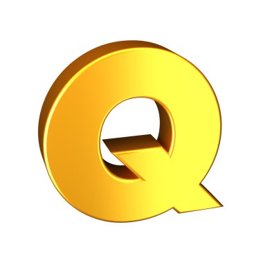 Altın harf. Yüksek kaliteli 3d render. Beyaz izole.