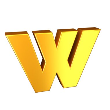 Altın harf. Yüksek kaliteli 3d render. Beyaz izole.