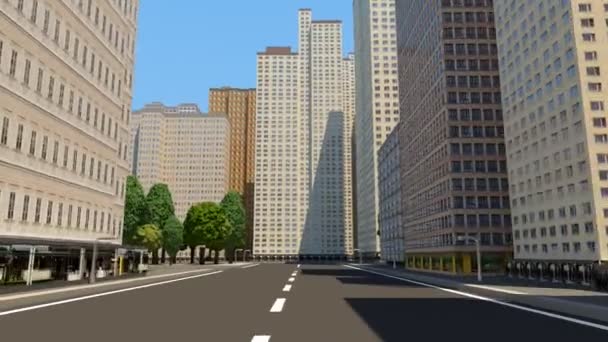 Vista de trilha através da cidade. 3D renderizar animação. loop sem costura . — Vídeo de Stock