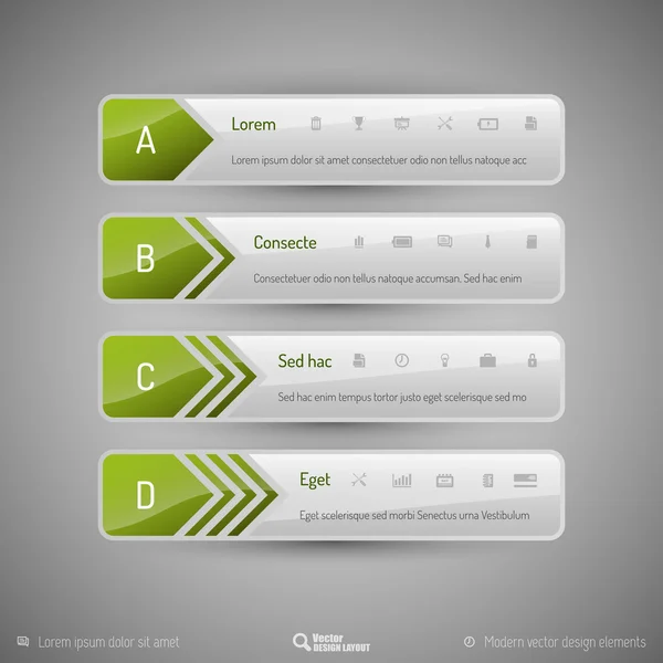 Moderne tabbladen als ontwerpelementen. zakelijke symbolen. — Stockvector