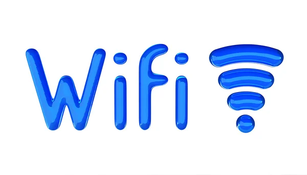 Wifi symbol with text. Glossy 3D material. — 图库照片