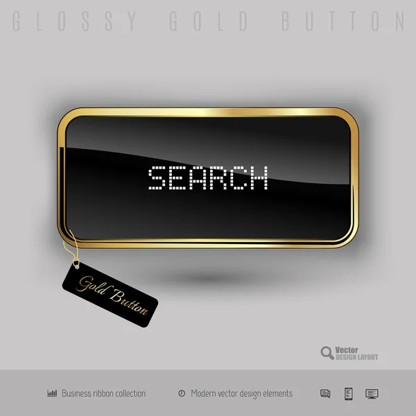 Gold button with black glossy inside — Stock Vector