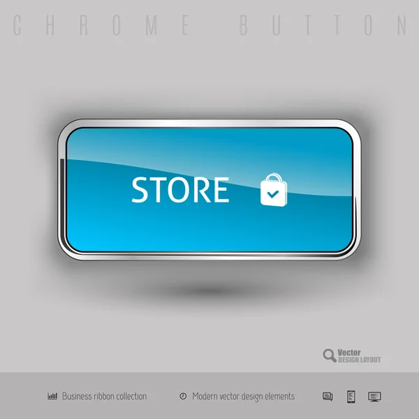 Chrome button with color plastic inside — Stock Vector