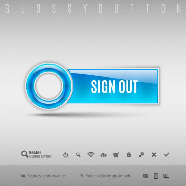 Buton albastru din plastic — Vector de stoc