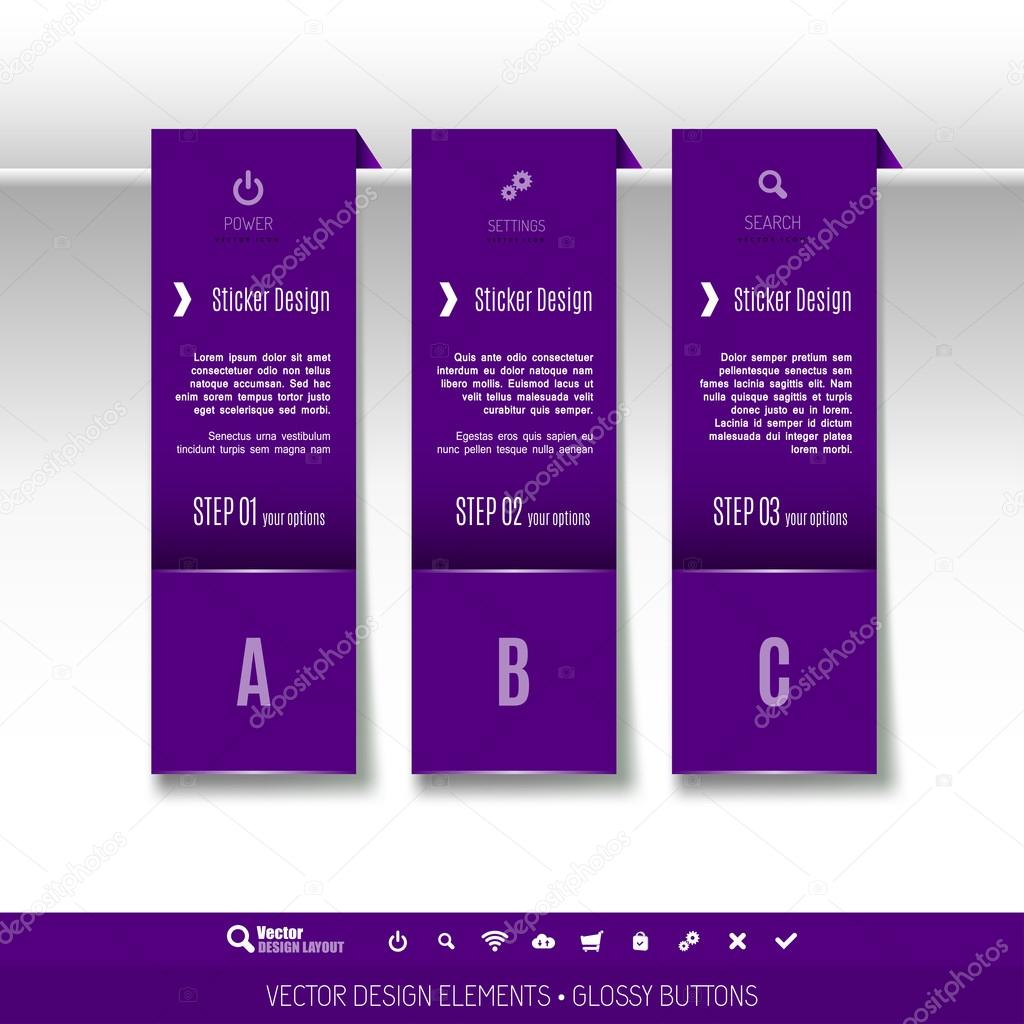 Vector tabs as design elements for business layouts.