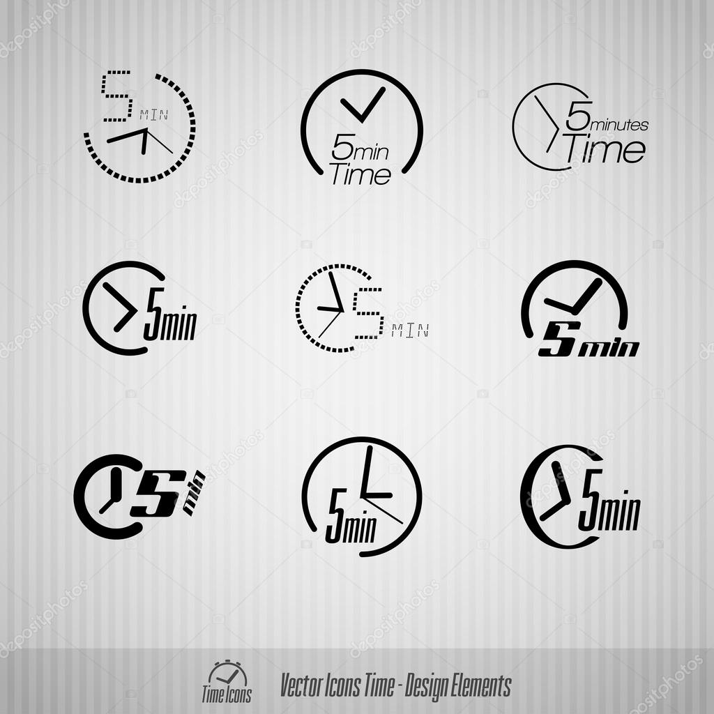 5 minutes vector icons