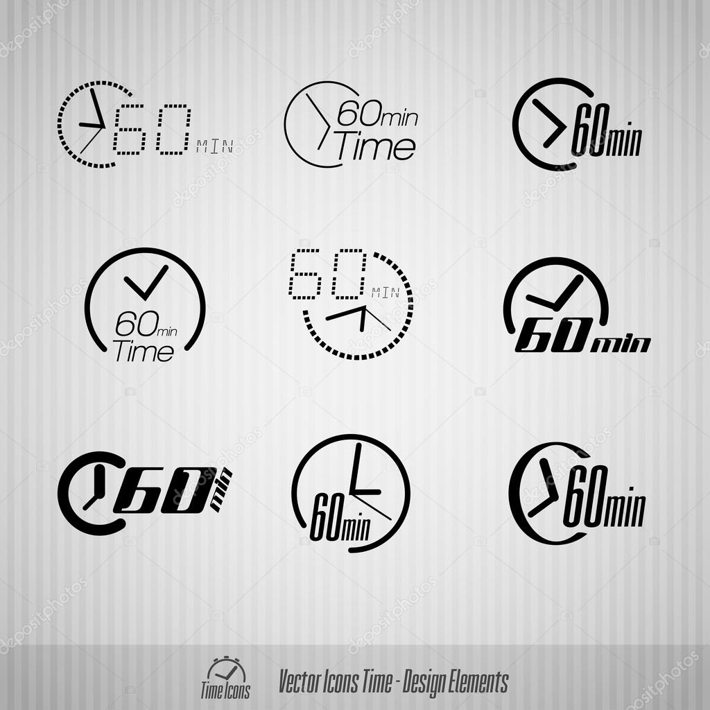 60 minutes vector icons