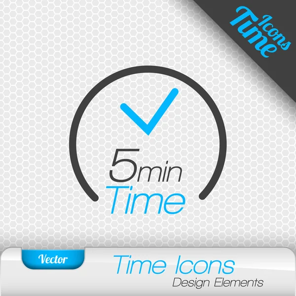 Icono de tiempo 5 Minutos Símbolo Vector Elementos de diseño — Vector de stock