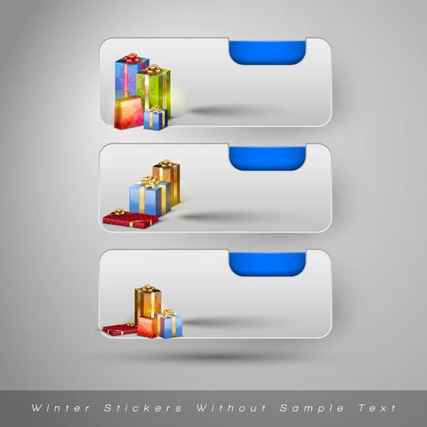 Wintersticker mit Geschenken. Vektor-Designelemente ohne Text. — Stockvektor