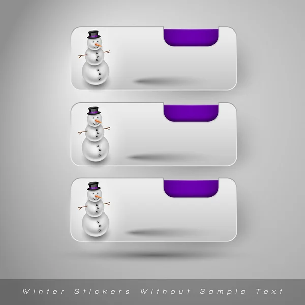 Stickers hiver avec bonhomme de neige. Éléments vectoriels — Image vectorielle