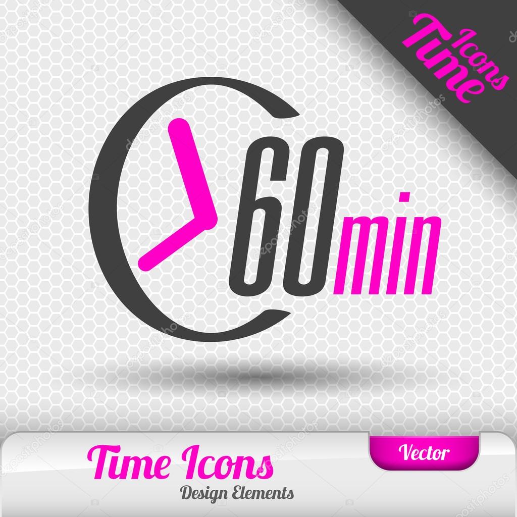 Time Icon 60 Minutes Symbol Vector Design Elements