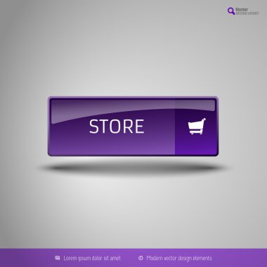 Simple button on the neutral gray background with icons. Vector