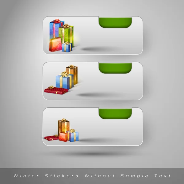 Stickers hiver avec cadeaux. Éléments vectoriels sans texte . — Image vectorielle