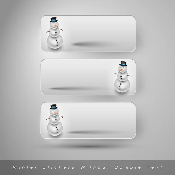 Stiker musim dingin dengan manusia salju. Elemen desain vektor - Stok Vektor