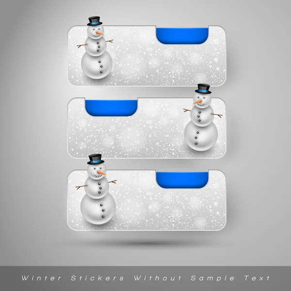 Etiquetas de inverno com boneco de neve. Elementos de projeto vetorial — Vetor de Stock
